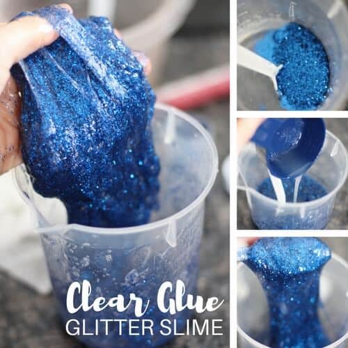 How To Make Clear Slime With Glitter - Little Bins for Little Hands