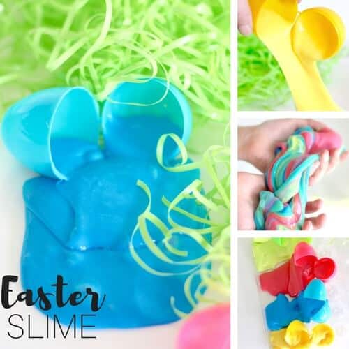 Easter slime with plastic eggs
