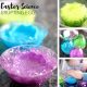 Plastic Easter egg baking soda science activity with erupting eggs!