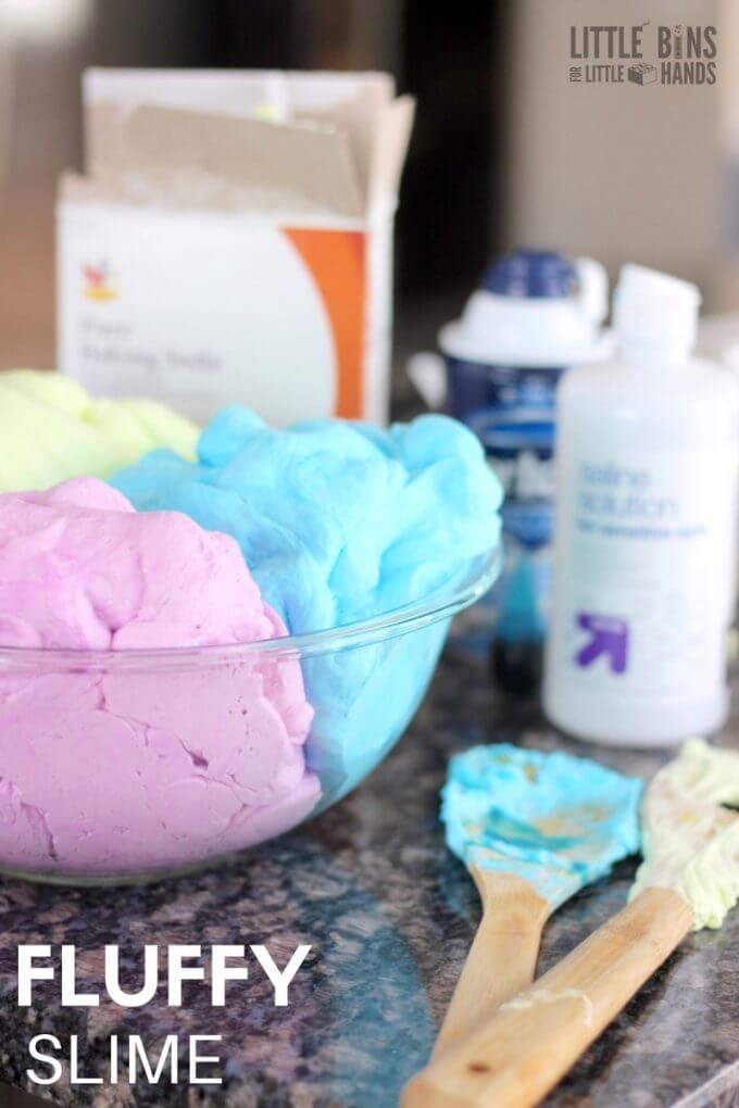 fluffy slime ingredients on counter