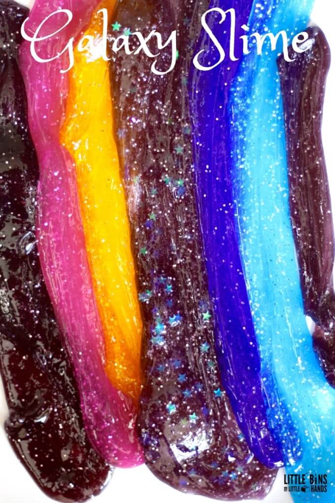 Galaxy slime for kids with confetti using clear glue slime recipe