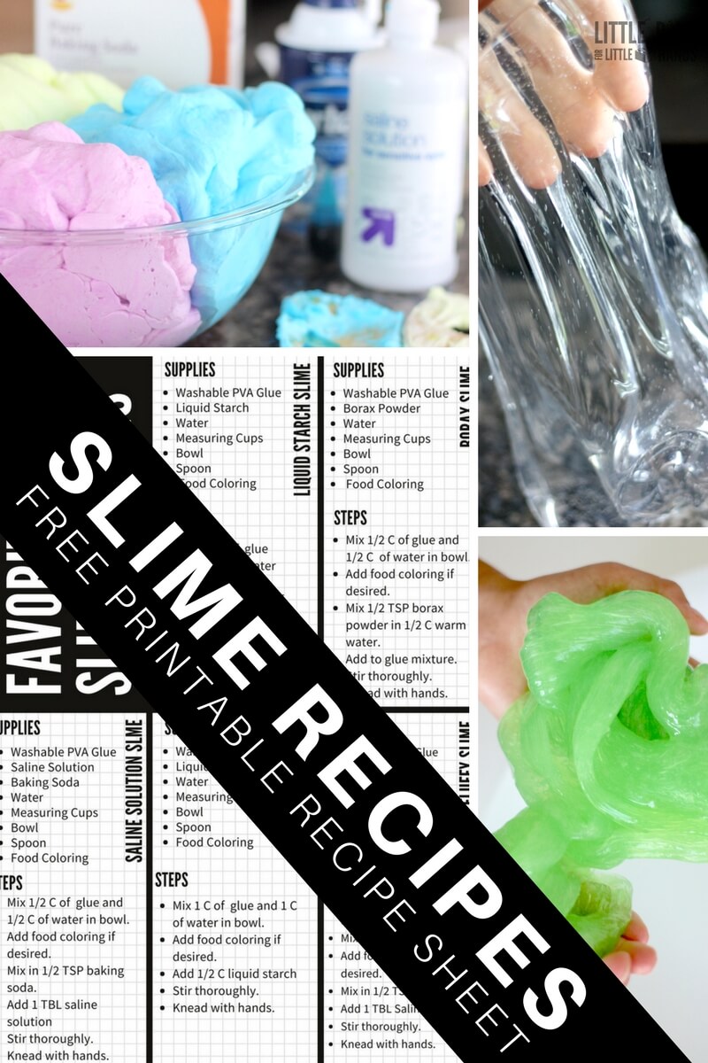 Printable Slime Recipes for Kids Science Activities