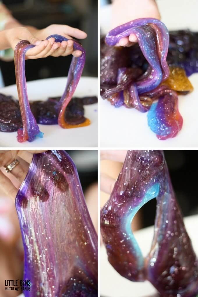 Make galaxy slime recipe for mixing and playing with space slime
