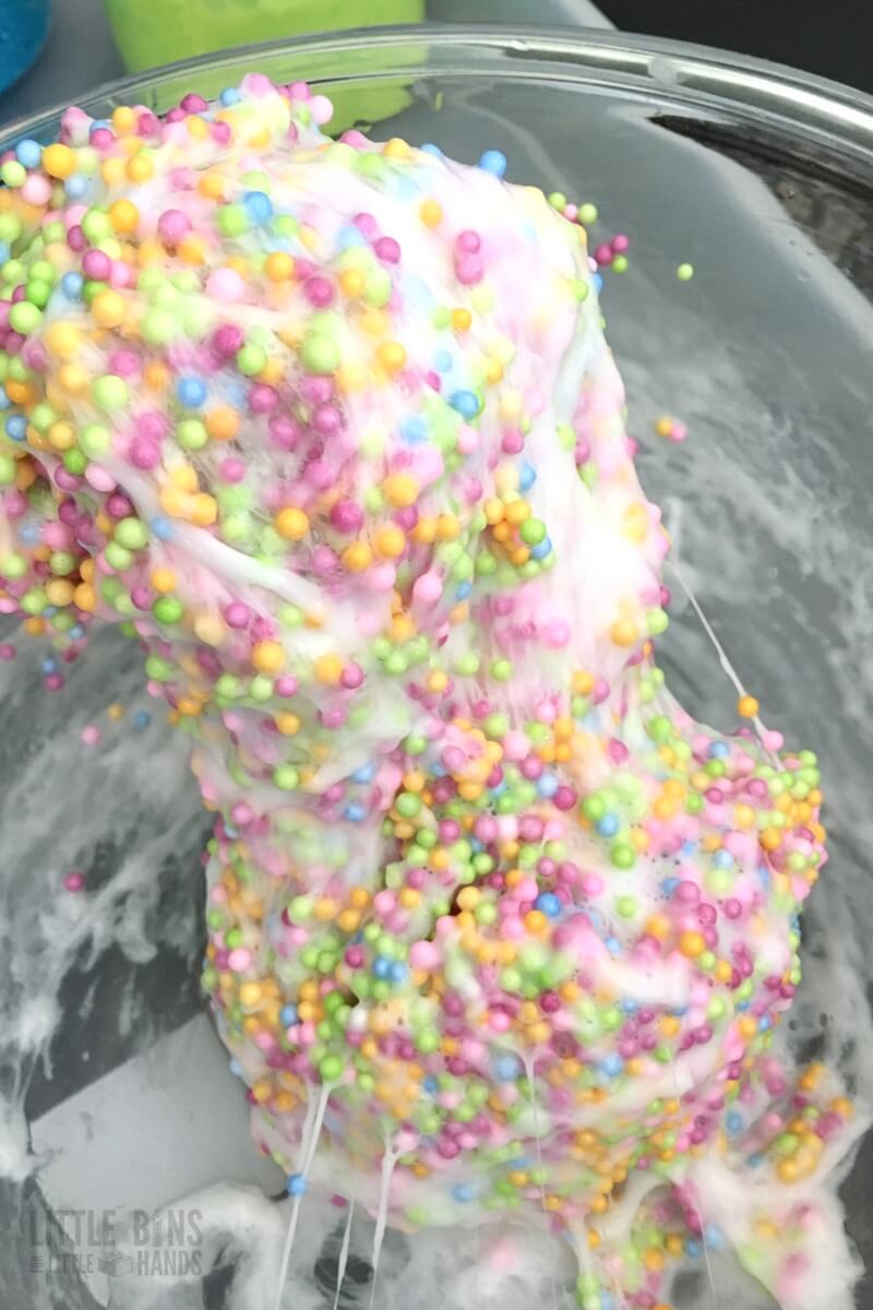 Give a birthday cake theme to our homemade floam slime recipe