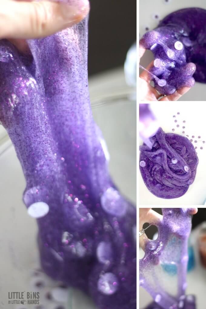 purple google eye monster slime recipe for kids