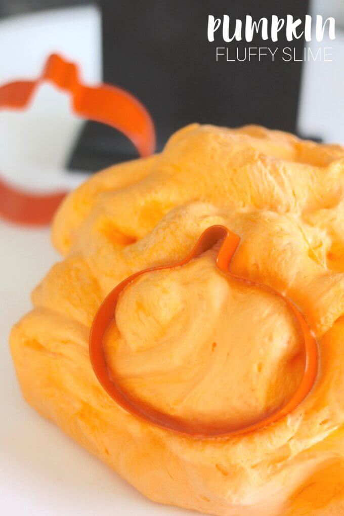 Learn how to make pumpkin fluffy slime for kids science and sensory play