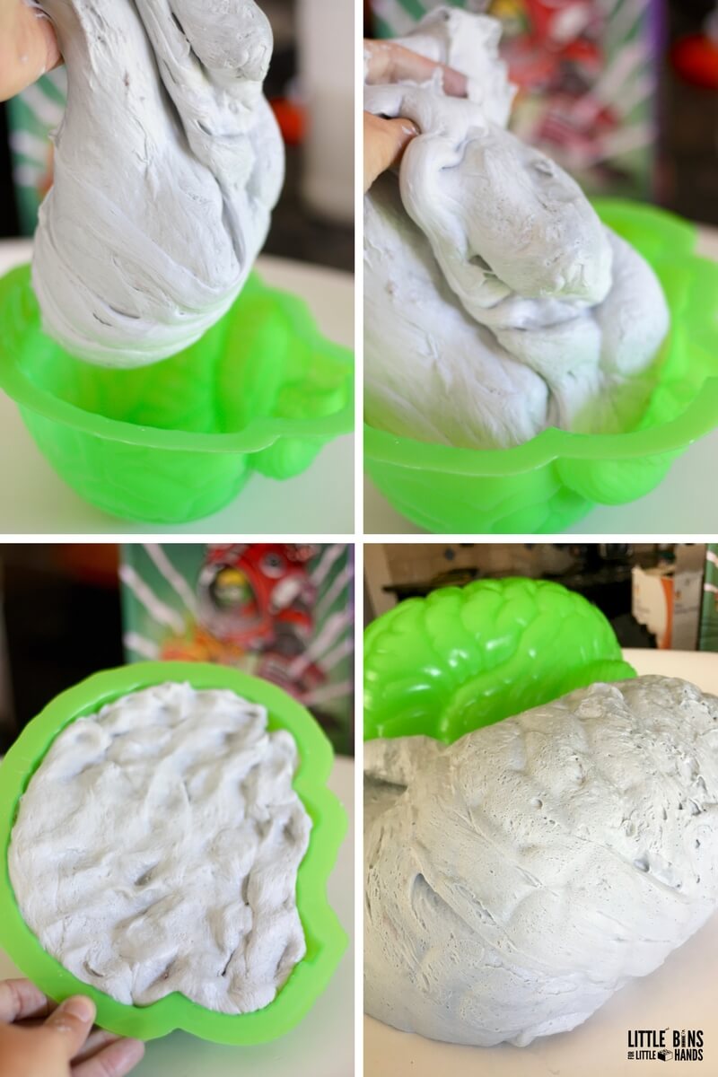 Molding zombie brain with fluffy zombie slime