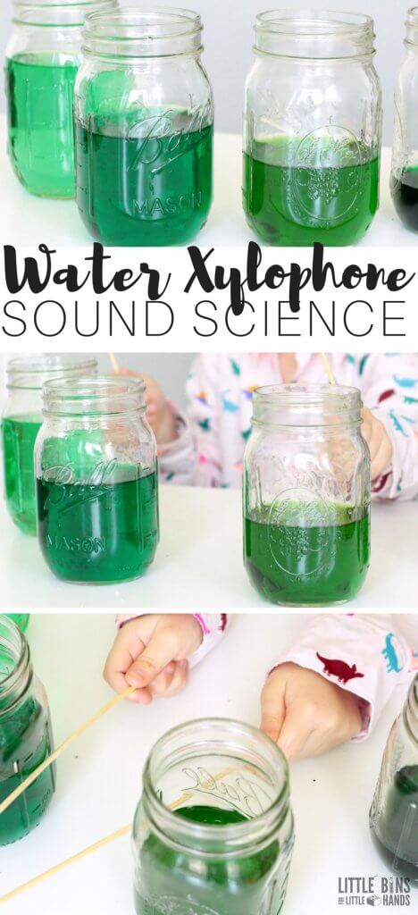Make a homemade water xylophone sound science experiment for kids. A playful way to explore the science of sound with an easy kitchen science experiment and DIY water xylophone activity. 