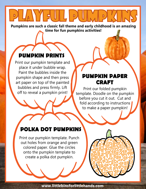 Small pumpkin printables to cut, color & craft for autumn fun in