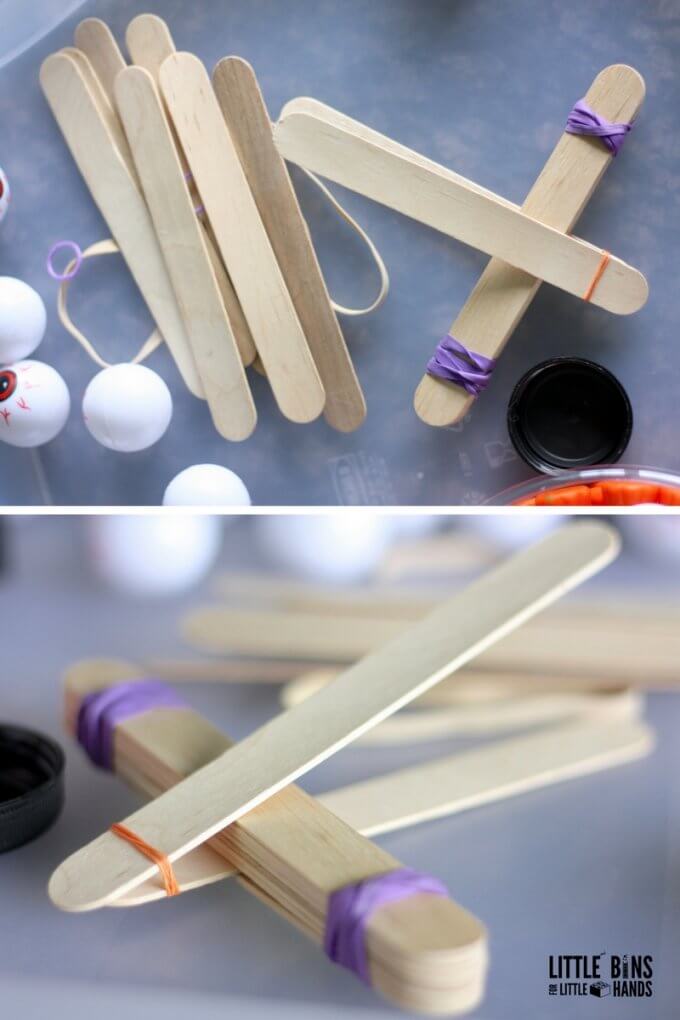 Building Halloween Popsicle Stick Catapult STEM Activity for Physics Activities