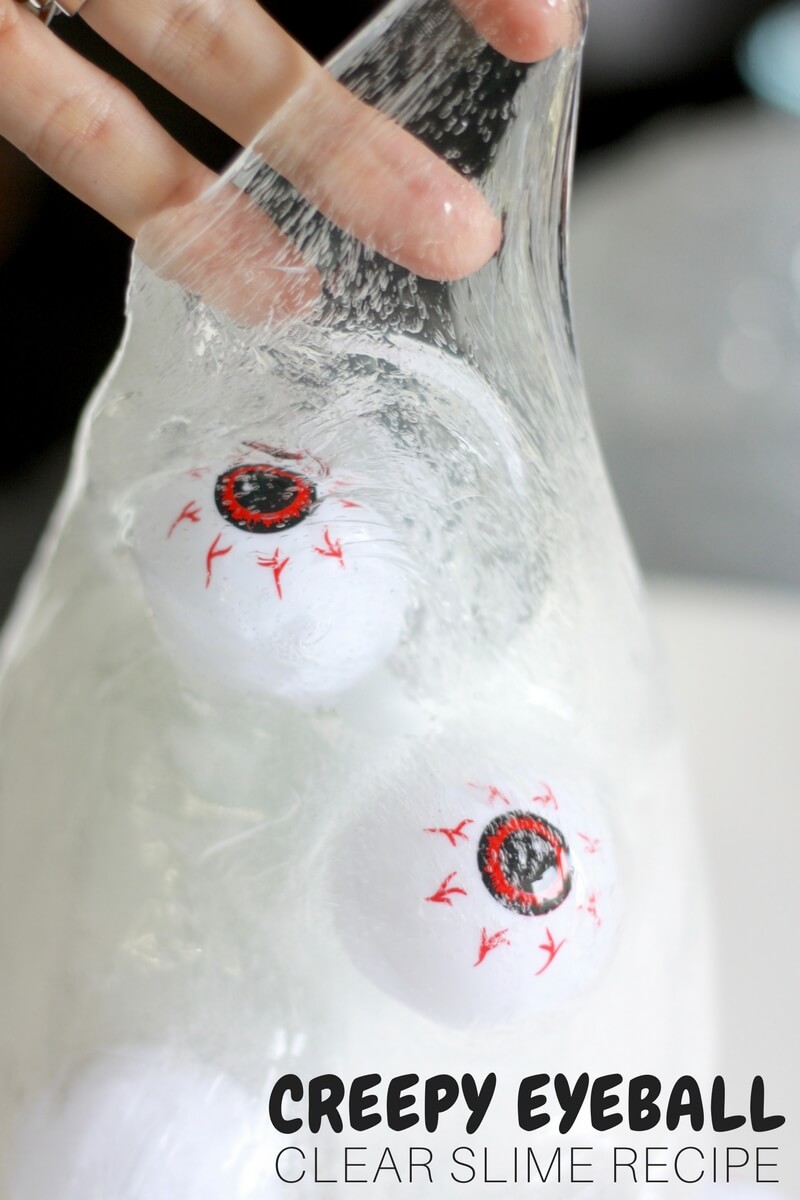 Halloween Slime Recipe with Plastic Eyeballs
