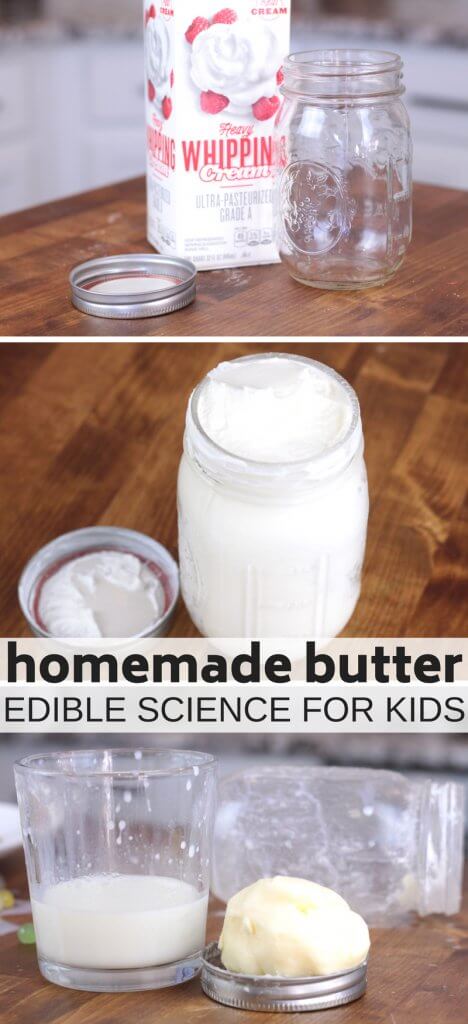 Make homemade butter for a classic science activity for kids. Homemade butter science is edible science your kids can eat!