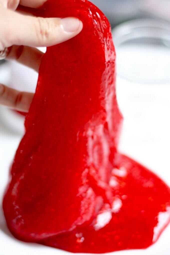 Red Glitter glue Slime for Santa Christmas Slime Recipe - Christmas science experiments 