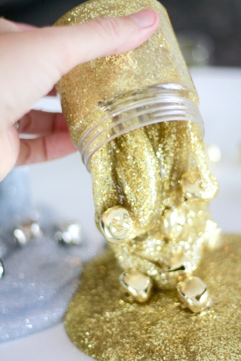 Jingle Bell Christmas Slime Recipe with Gold Slime