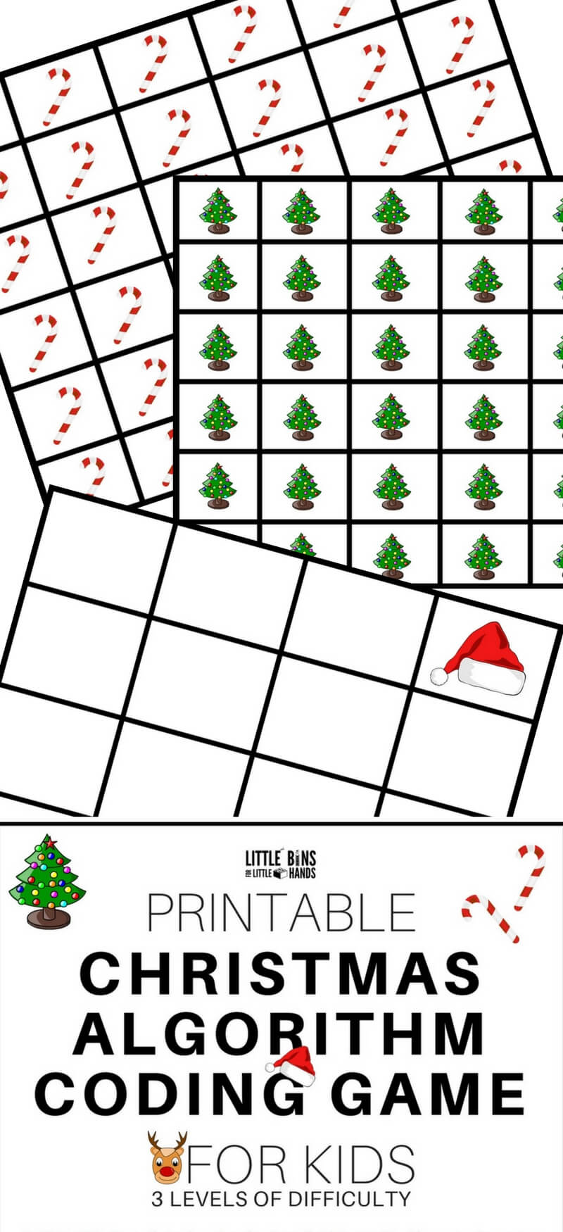 Computer coding for kids without the computer! Learn about algorithms with a simple, screen free printable Christmas coding STEM activity and game! We love easy to use holiday STEM activities and this is a perfect addition to our 25 Days of Christmas STEM countdown. Print out three different difficulty levels and have a blast with the kids. Easy science and STEM is what we want to share with you this year.