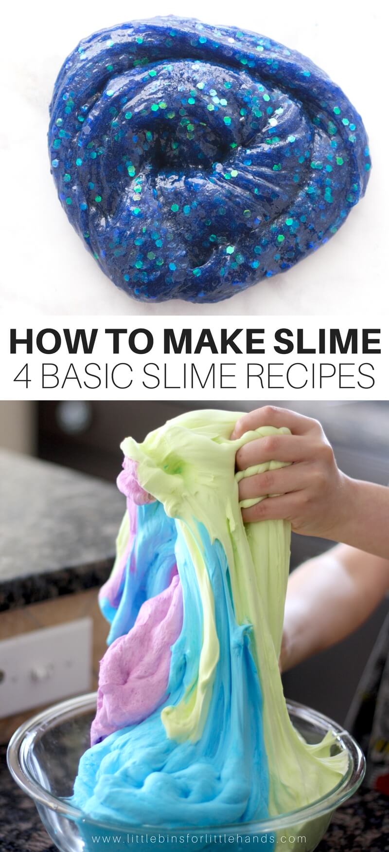 Yay! You have just landed on the best page to learn how to make slime, the most awesome slime ever in fact! Classroom or home, camp or vacation, these homemade slime recipes are exactly what you need for the perfect afternoon of slimey fun. I have four basic slime recipes that are the backbone of all our slime creations and can be dressed up in so many ways! Make sure to read up on making slime this year.