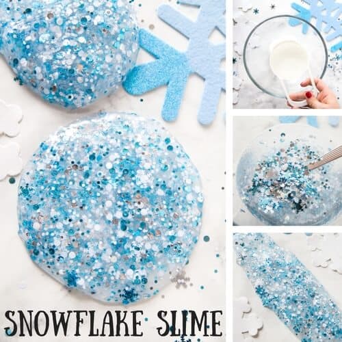 White Glitter Snowflake Slime
