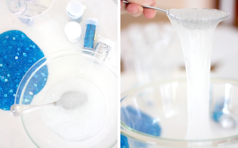 Make winter slime with clear glue for translucent and opaque slime