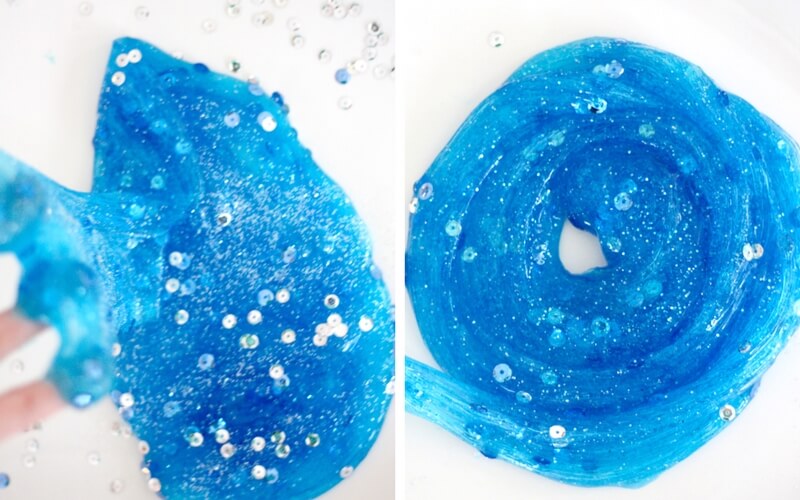 Make winter slime with confetti, sequins, and glitter!