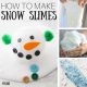 How to make snow slime recipes with kids for easy winter slime themes.