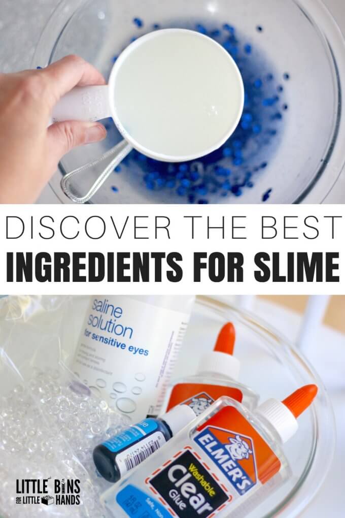 Discover the best slime ingredients for homemade slime recipes. The right ingredients for slime make are important for making the AMAZING slime recipes with kids.