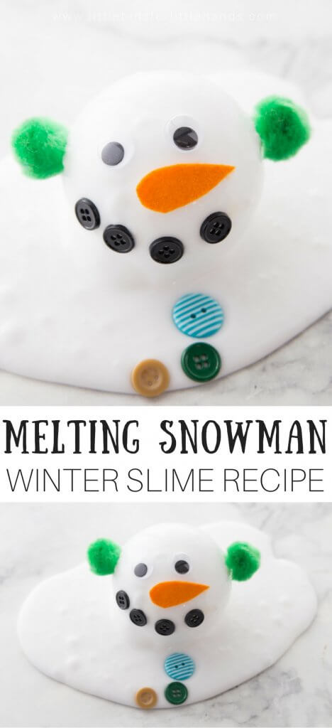 Learn how to make homemade melting snowman slime recipe for unique sow slime and winter theme slime ideas