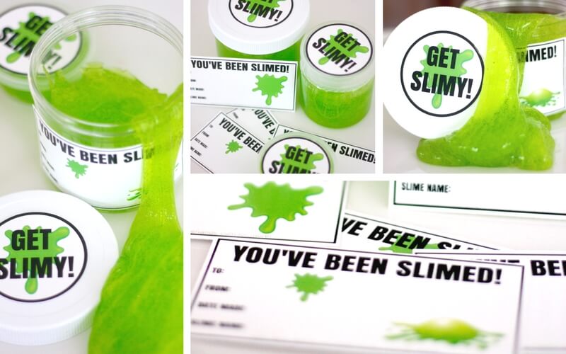 Printable Slime Cards and Labels for Homemade Slime Recipe. Get Slimy with kids!