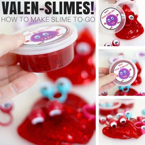 Valentines Day Slime Recipe To-Go with Printable Labels!
