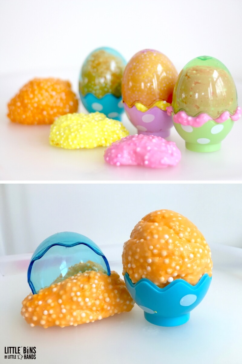 How to make floam Easter slime recipe with kids for Easter science