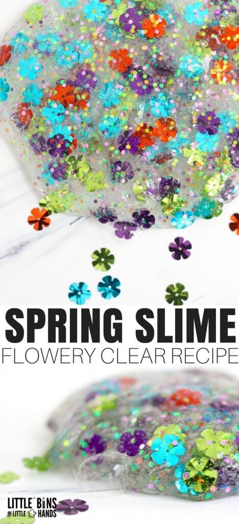 Are you waiting for spring and summer like I am. It's not here yet, but I can totally share a flowery spring slime recipe with you just the same. Learning how to make clear slime is the perfect way to showcase vibrant sparkly confetti for any season or holiday!