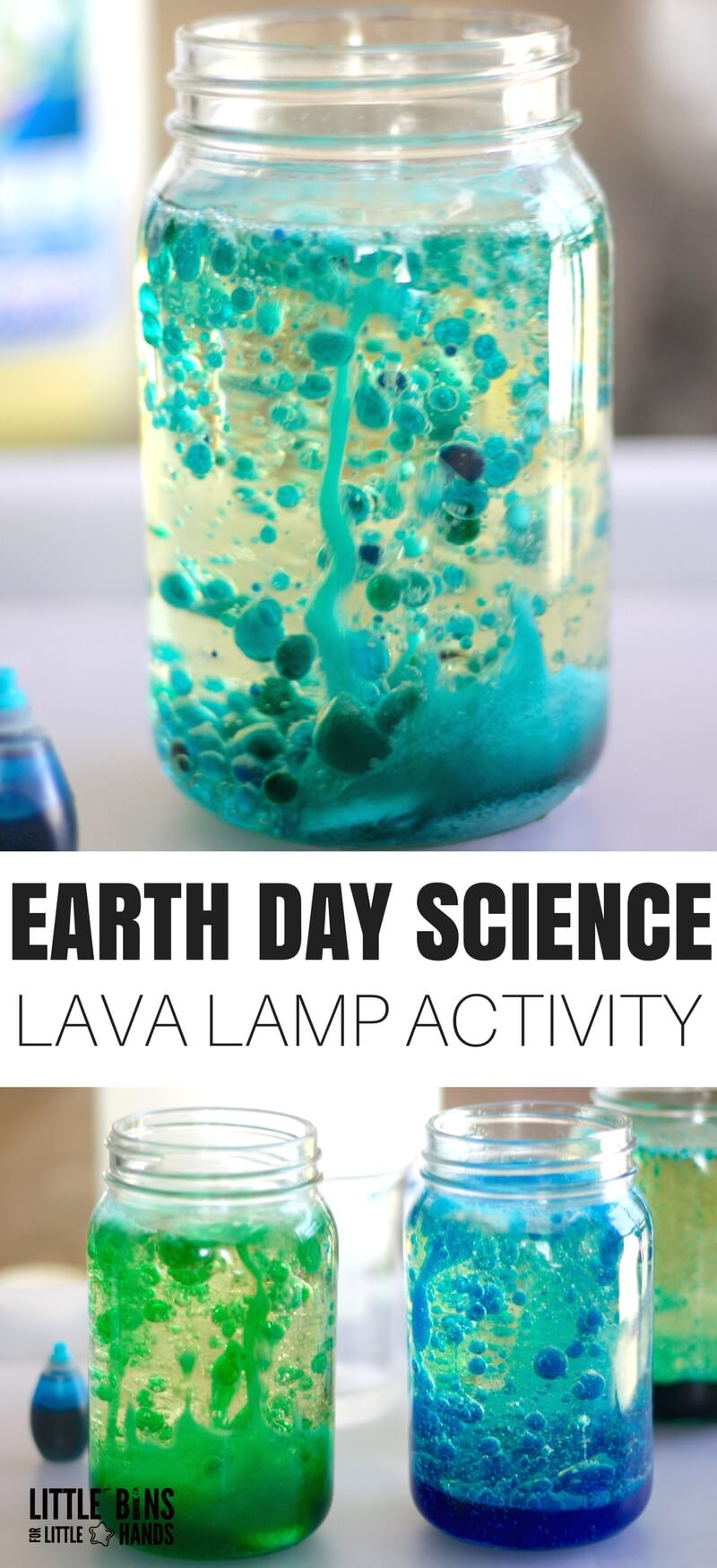 This simple to set up but amazingly fun Earth Day science activity is perfect for kids of all ages to explore! Try kitchen science with a homemade lava lamp that explores liquid density and a cool chemical reaction. Simple science for the win!