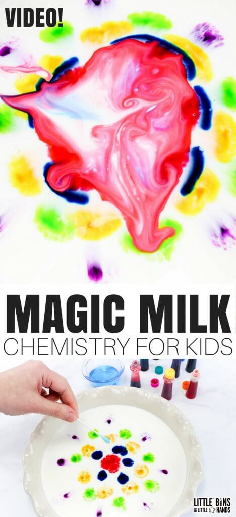 We love classic science experiments like magic milk are so much fun to introduce to young kids. Any type of chemical reaction is fun to watch and makes for great hands-on learning. This is the perfect science experiment you already have all the items for in your kitchen! That's why we call it kitchen science!