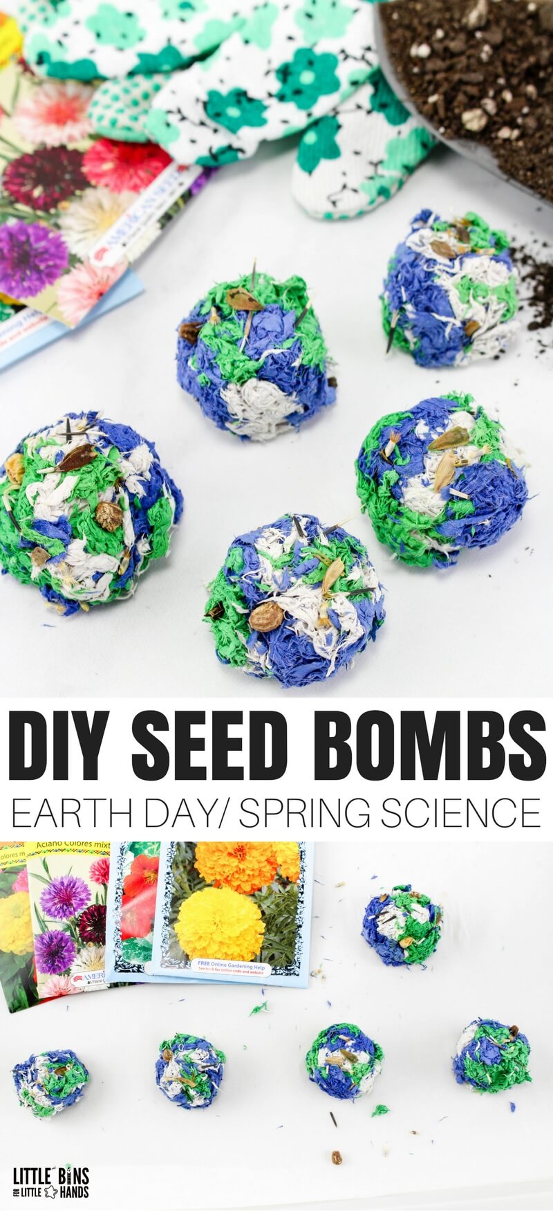 Kick off your spring science with an Earth Day activity and make seed bombs with your kids! Super easy and fun to make, start a new tradition this Earth Day and learn how to make homemade seed bombs. A flower seed bomb is a fun DIY gift! Use this seed bomb recipe and make them for mom for Mother's Day too!