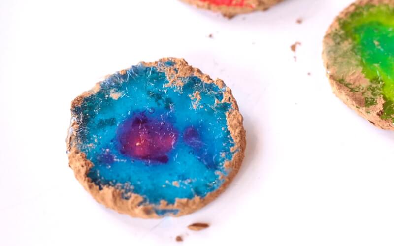 Edible geode crystals with cocoa powder "rock" crust