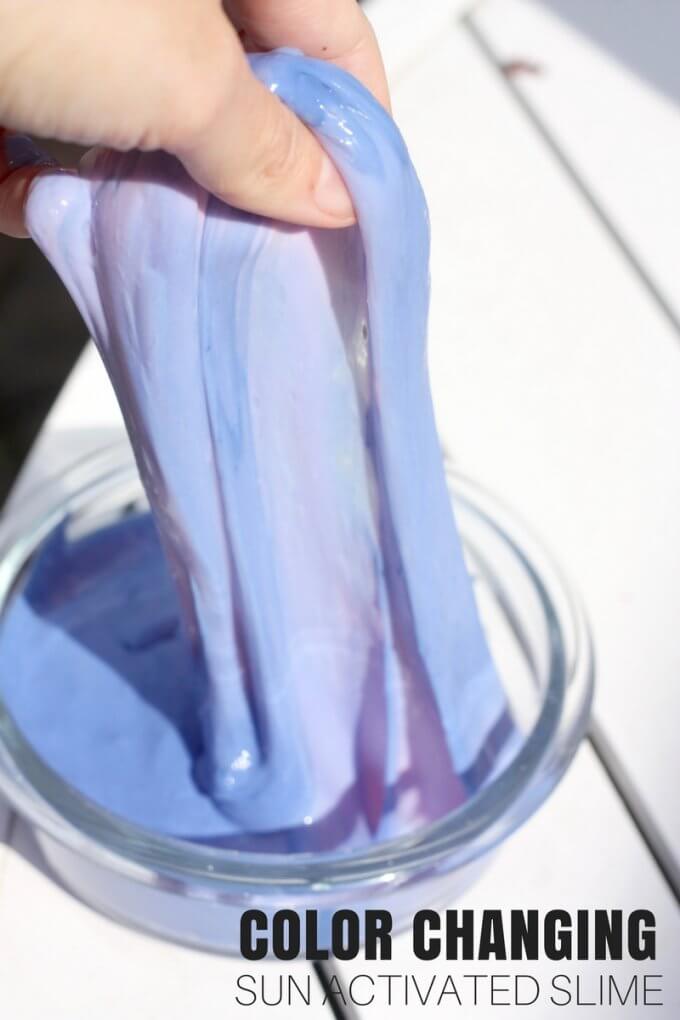 If you love making homemade slime and dabbling in science then you will love this color changing slime recipe. We already know what great fun and science slime is to make, but we can also play around with adding different science activities too. Check out how to make this easy sun activated color changing slime by adding one special ingredient! Isn't science cool?