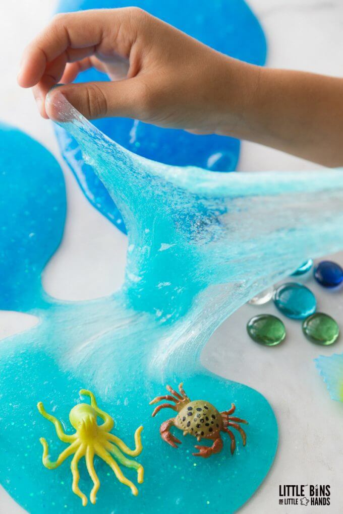 Simple how to make ocean slime recipe for kids summer science