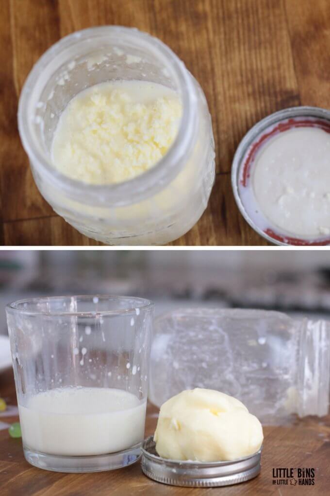 Actual butter and buttercream separated in jar