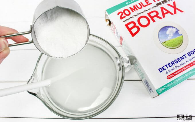 making borax solution for growing crystals with kids chemistry