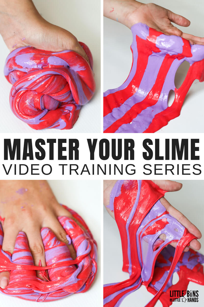 Let's talk about slime! I want to lead you through how to make slime for beginners. Plus, I bet that even if you aren't a beginner slime maker, you will still enjoy this series of videos and free printable cheat sheets we have for you! Slime making is EASY and we want to show you how to make the BEST slime recipes every time you want to make slime! Homemade slime is perfect for science and sensory play!