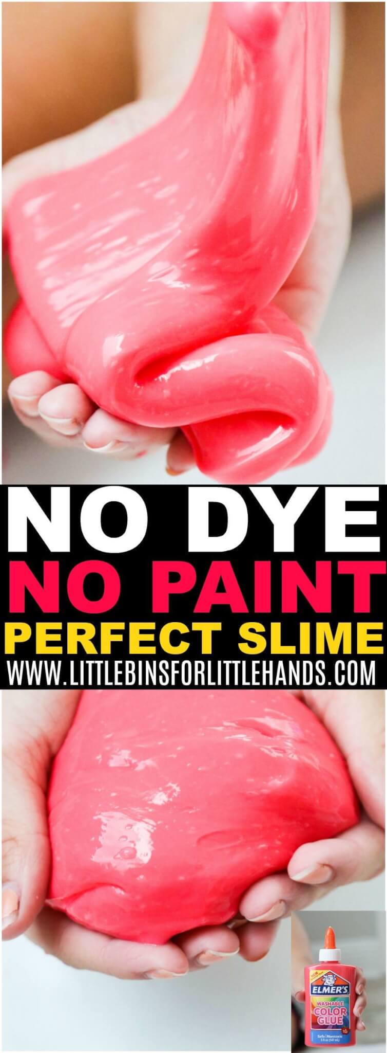 Two Ingredient Elmers Color Glue Slime Recipe for Mess Free Slime Making