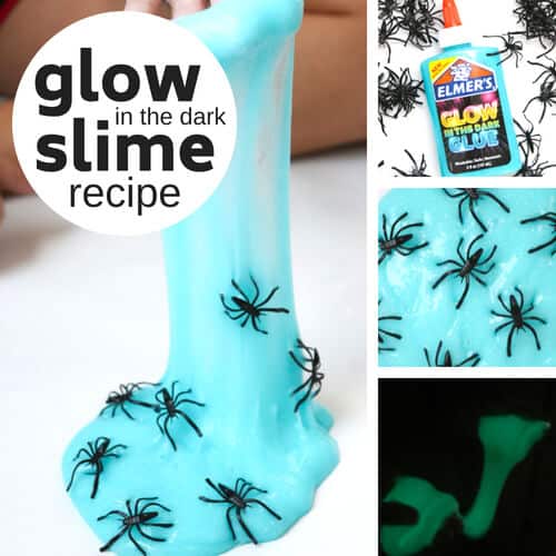 Homemade slime recipe for glow in the dark slime with Elmers glue