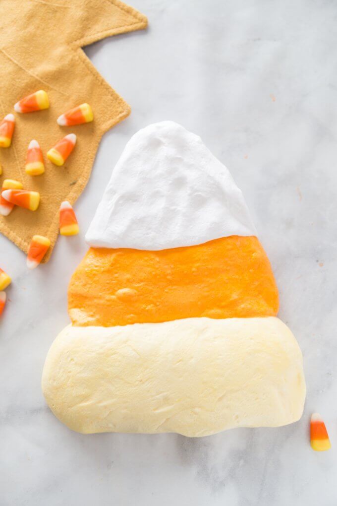 Candy Corn Fluffy Slime in Candy Corn Shape