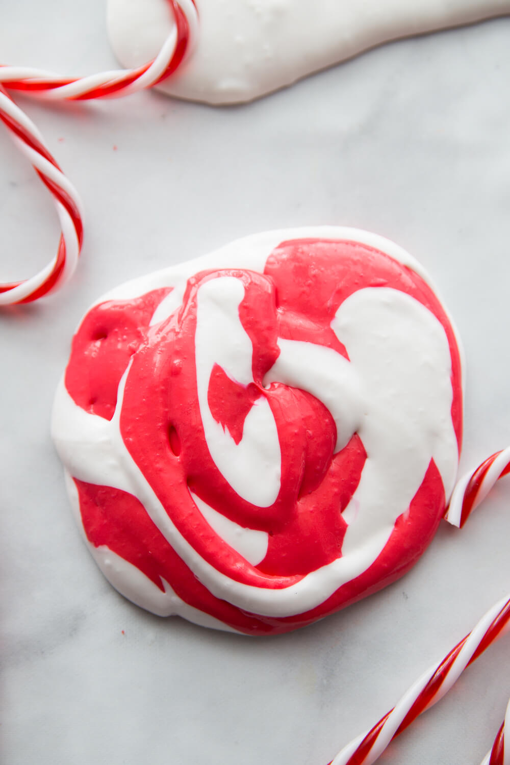 Christmas butter slime swirl with white and red slime