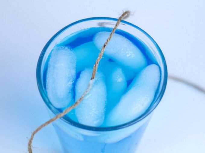 string and ice cube science activity with salt
