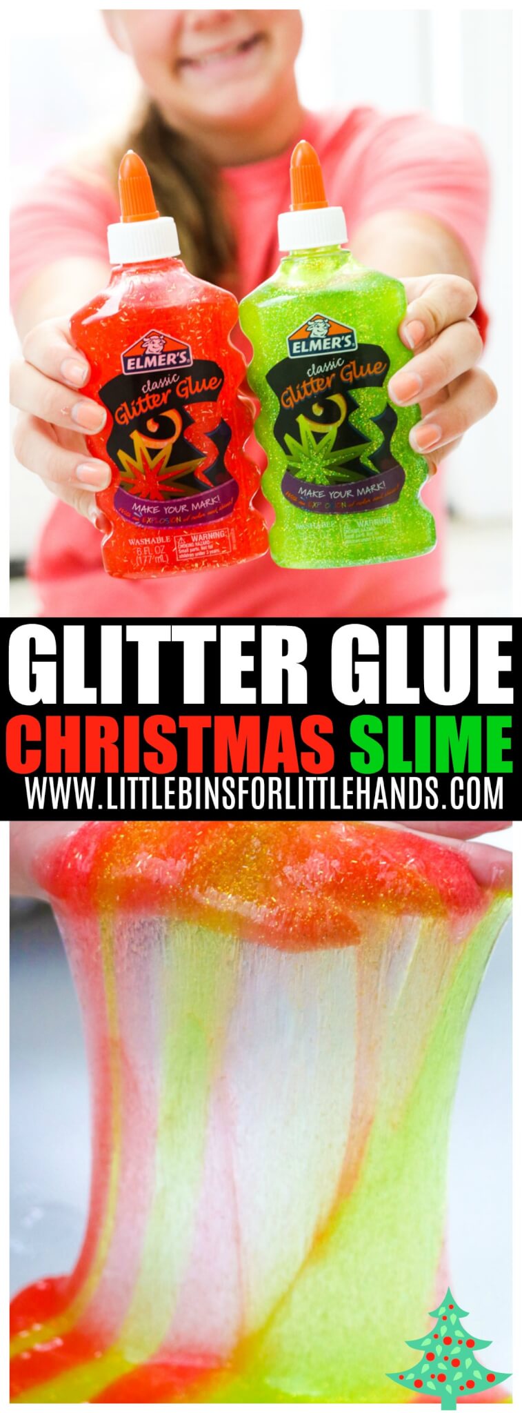 Elf snot slime for an easy Christmas slime recipe with 2 ingredients