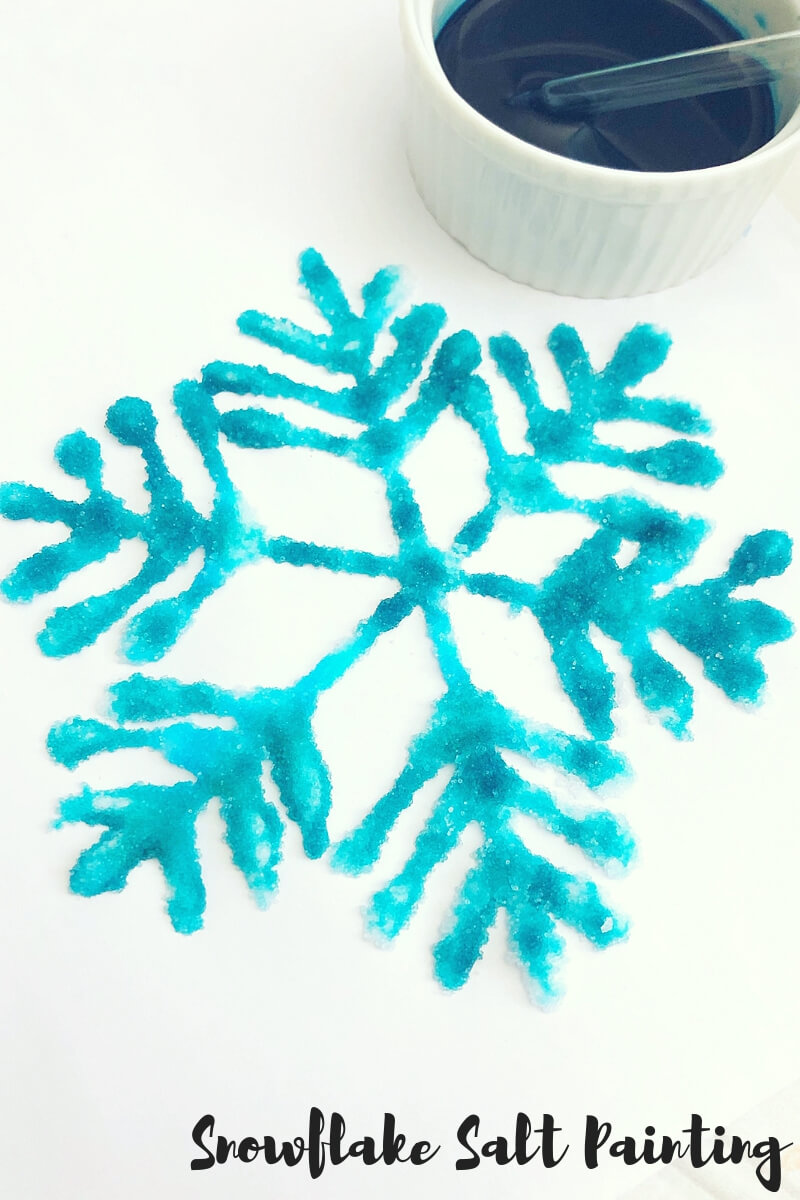 finished snowflake painting with salt