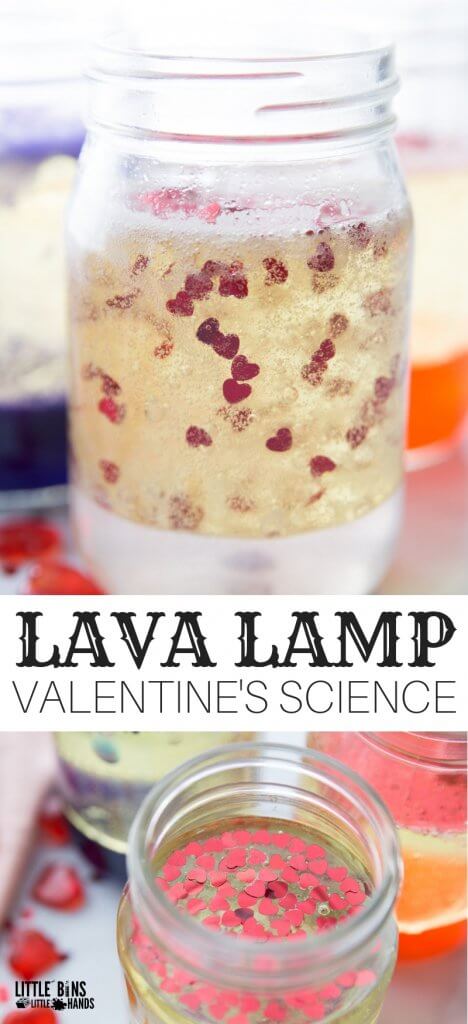Homemade Valentines lava lamp experiment for Valentines Day science activities