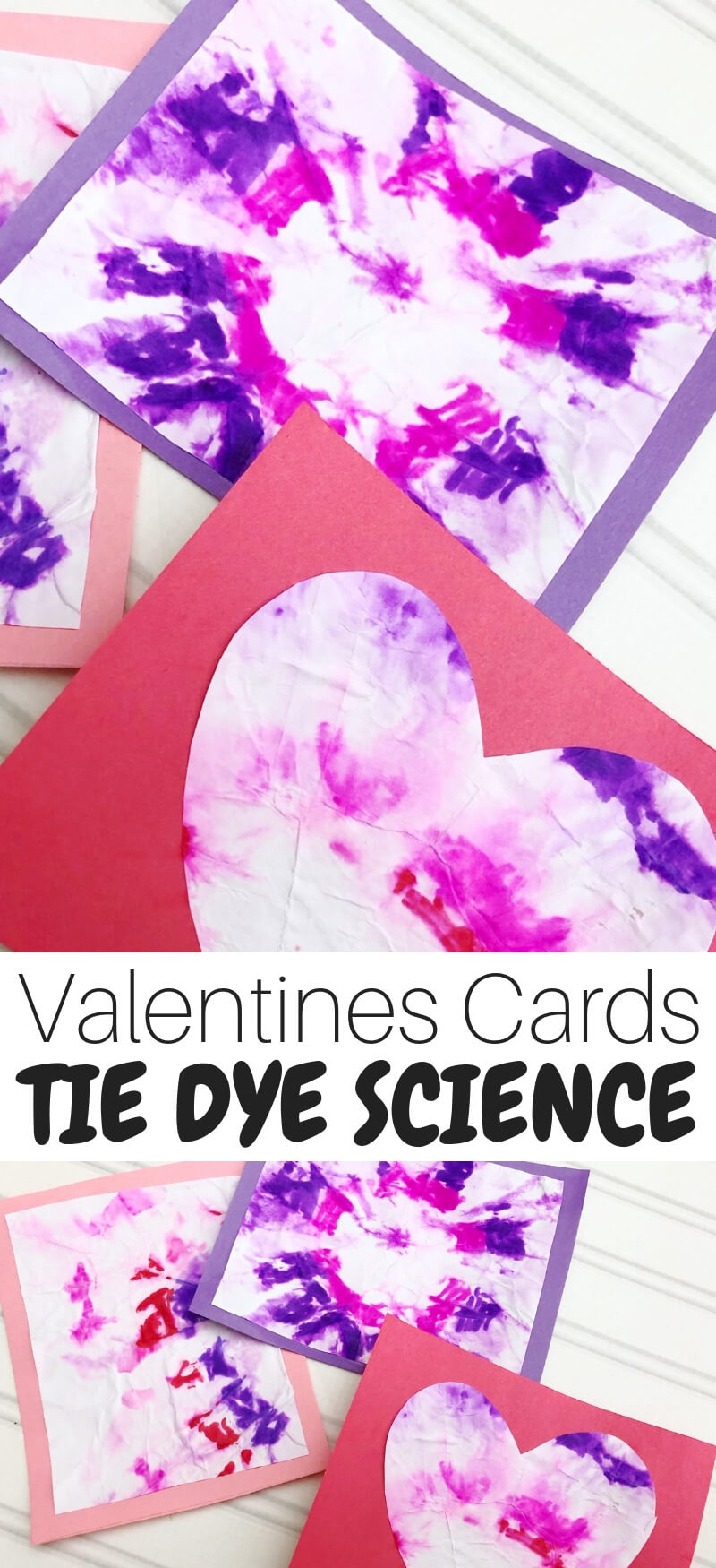 These Sharpie Tie Dye Science Valentines Card are the perfect way to bring the fun into science experiments! Your child will love creating these cards! Explore these kid-friendly science activities and experiments today! #science #tiedye #valentinescards #scienceexperiments