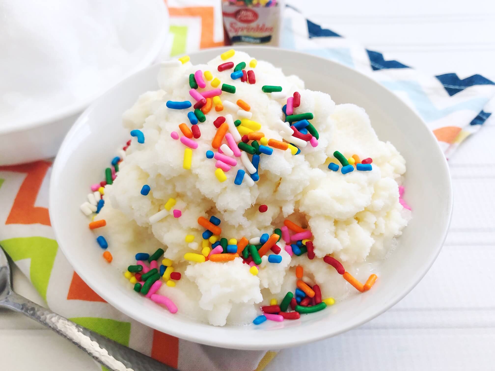 bowl of snow ice cream with sprinkles