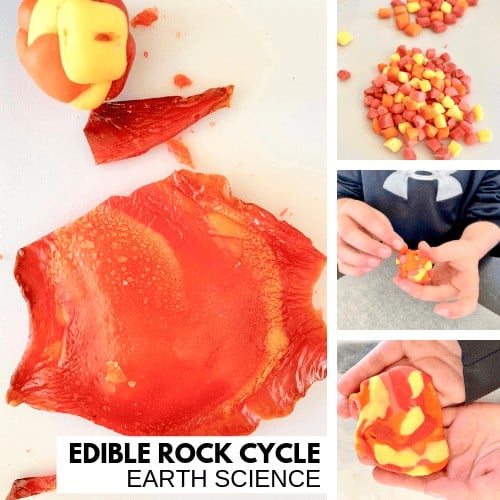Use starburst candy to model a simple rock cycle for kids.